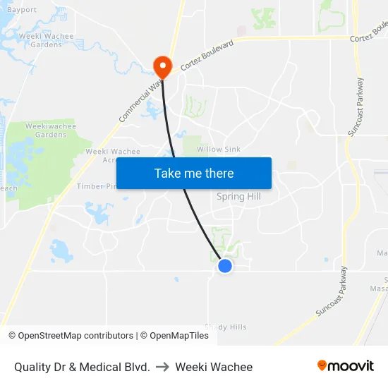 Quality Dr  & Medical Blvd. to Weeki Wachee map