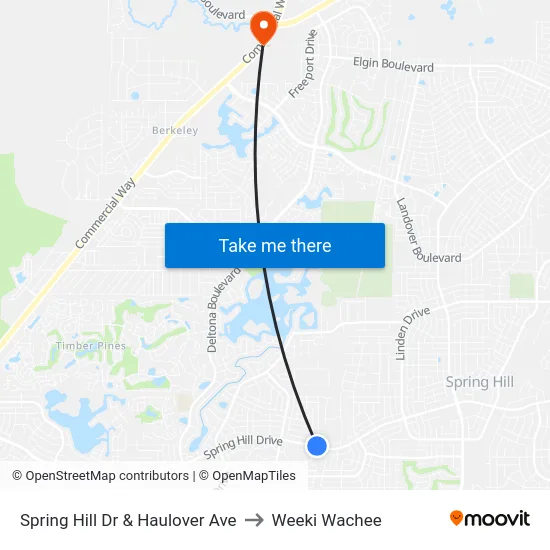 Spring Hill Dr  & Haulover Ave to Weeki Wachee map