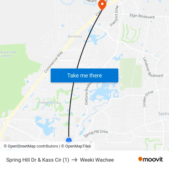 Spring Hill Dr  & Kass Cir (1) to Weeki Wachee map