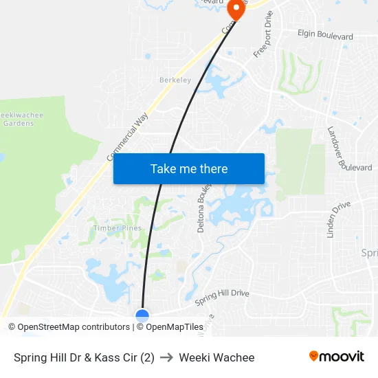 Spring Hill Dr  & Kass Cir (2) to Weeki Wachee map