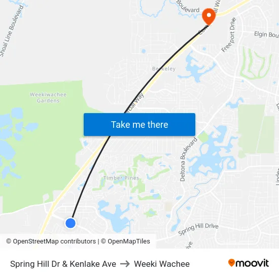 Spring Hill Dr  & Kenlake Ave to Weeki Wachee map