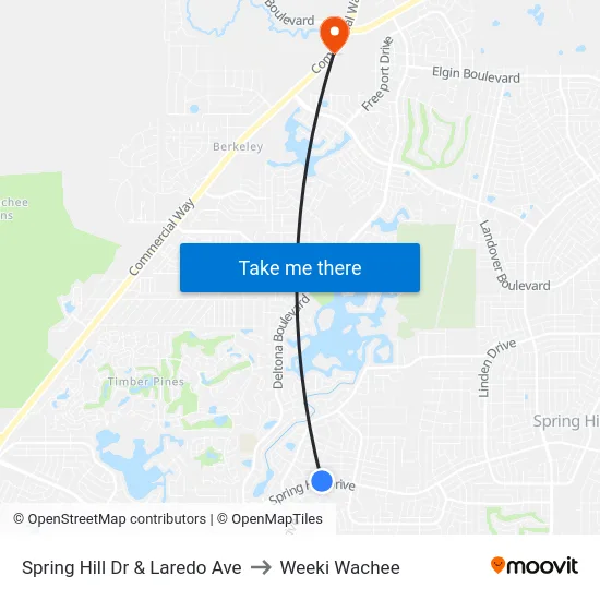 Spring Hill Dr  & Laredo Ave to Weeki Wachee map