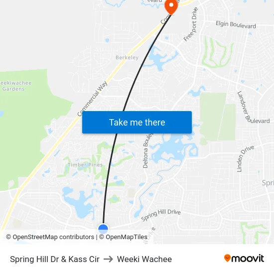 Spring Hill Dr & Kass Cir to Weeki Wachee map