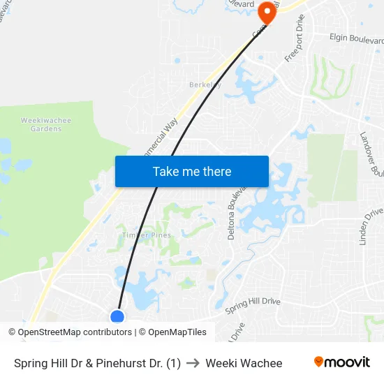 Spring Hill Dr & Pinehurst Dr. (1) to Weeki Wachee map