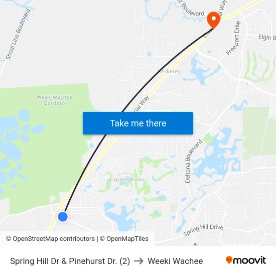 Spring Hill Dr & Pinehurst Dr. (2) to Weeki Wachee map