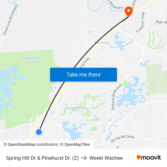 Spring Hill Dr & Pinehurst Dr. (2) to Weeki Wachee map
