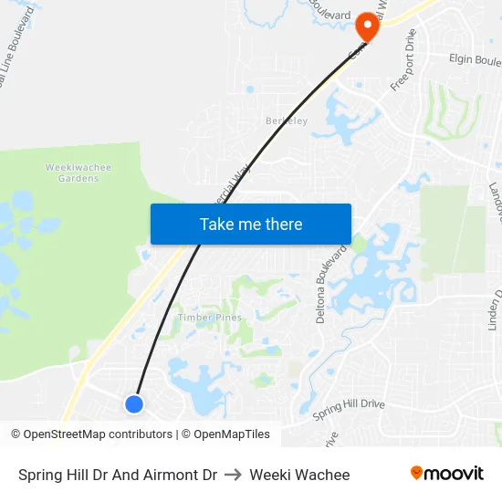 Spring Hill Dr And Airmont Dr to Weeki Wachee map