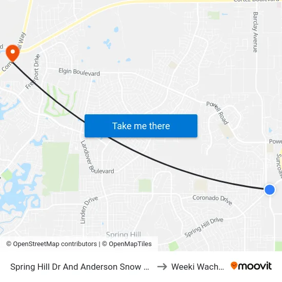 Spring Hill Dr And Anderson Snow Rd. to Weeki Wachee map