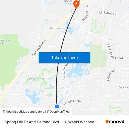 Spring Hill Dr And Deltona Blvd. to Weeki Wachee map