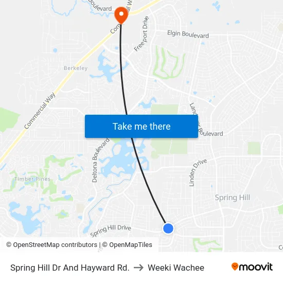 Spring Hill Dr And Hayward Rd. to Weeki Wachee map
