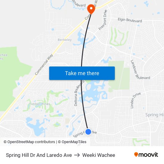 Spring Hill Dr And Laredo Ave to Weeki Wachee map