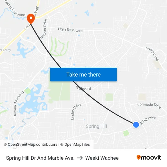 Spring Hill Dr And Marble Ave. to Weeki Wachee map
