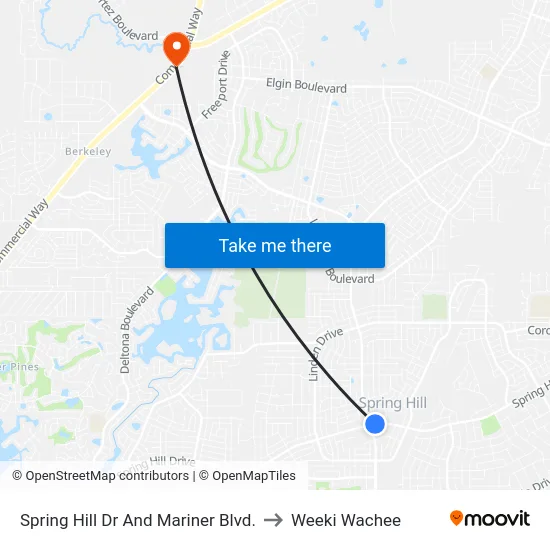 Spring Hill Dr And Mariner Blvd. to Weeki Wachee map