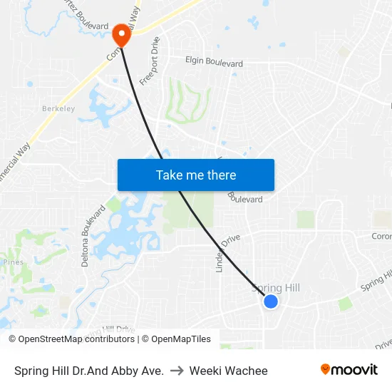 Spring Hill Dr.And Abby Ave. to Weeki Wachee map