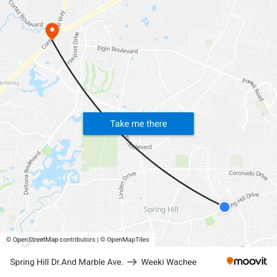 Spring Hill Dr.And Marble Ave. to Weeki Wachee map