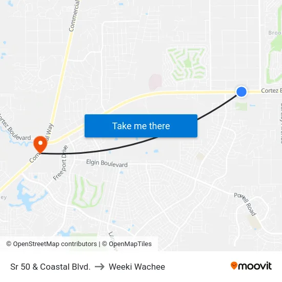 Sr 50 & Coastal Blvd. to Weeki Wachee map