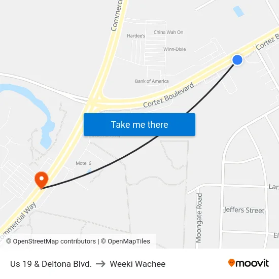 Us 19  & Deltona Blvd. to Weeki Wachee map