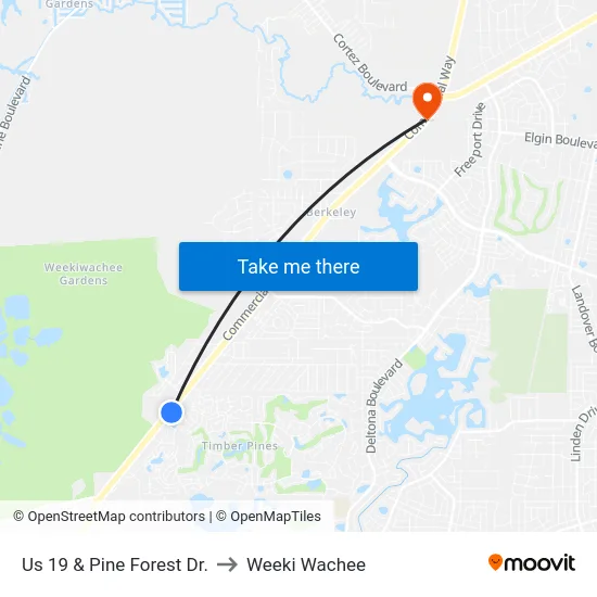 Us 19  & Pine Forest Dr. to Weeki Wachee map