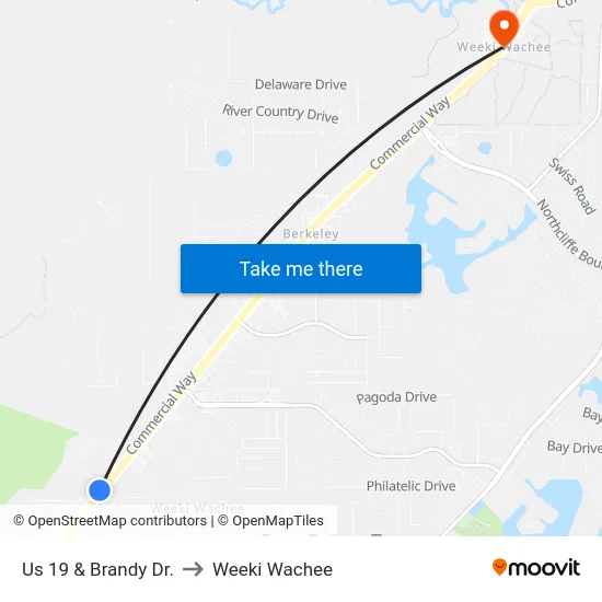 Us 19 & Brandy Dr. to Weeki Wachee map