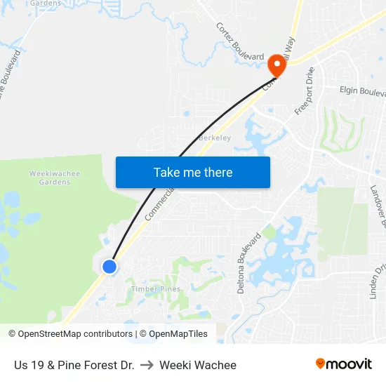Us 19 & Pine Forest Dr. to Weeki Wachee map
