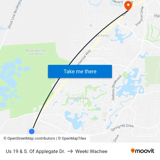 Us 19 & S. Of Applegate Dr. to Weeki Wachee map
