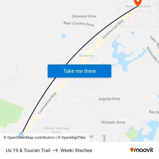 Us 19 & Toucan Trail to Weeki Wachee map