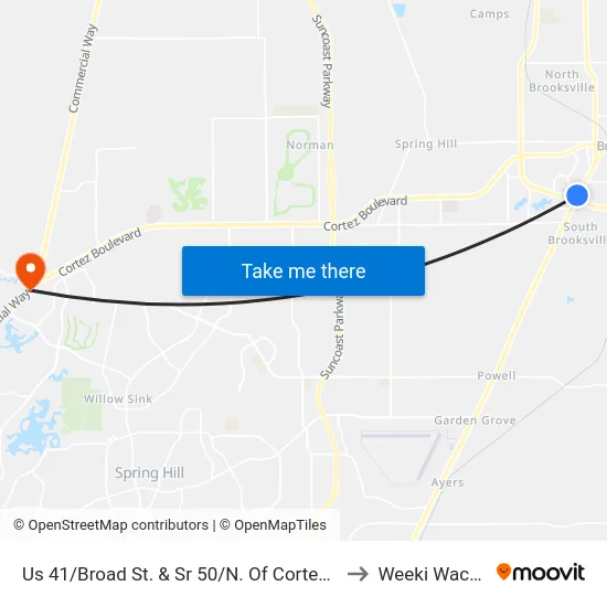 Us 41/Broad St. & Sr 50/N. Of Cortez Blvd. to Weeki Wachee map