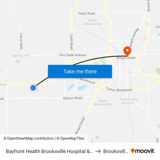Bayfront Health Brooksville Hospital & Mobley Rd. to Brooksville, FL map
