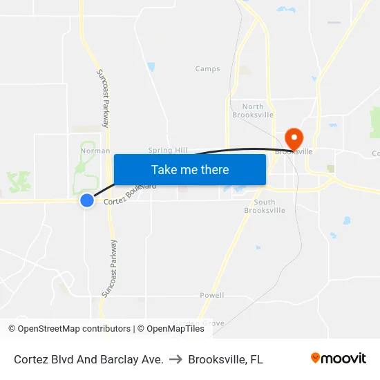 Cortez Blvd  And Barclay Ave. to Brooksville, FL map