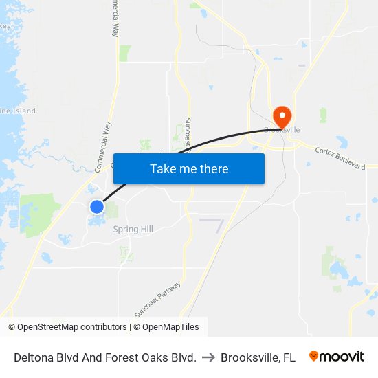 Deltona Blvd And Forest Oaks Blvd. to Brooksville, FL map