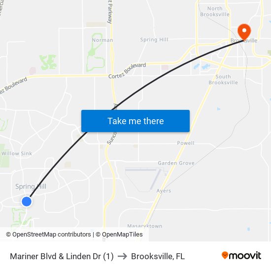 Mariner  Blvd  & Linden Dr (1) to Brooksville, FL map