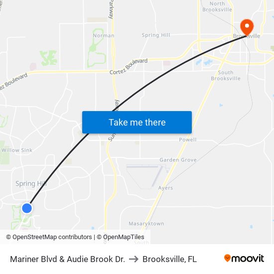 Mariner Blvd  & Audie Brook Dr. to Brooksville, FL map