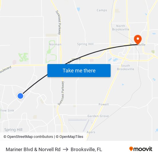 Mariner Blvd  & Norvell Rd to Brooksville, FL map