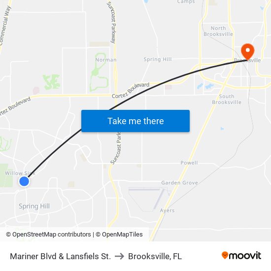 Mariner Blvd & Lansfiels St. to Brooksville, FL map