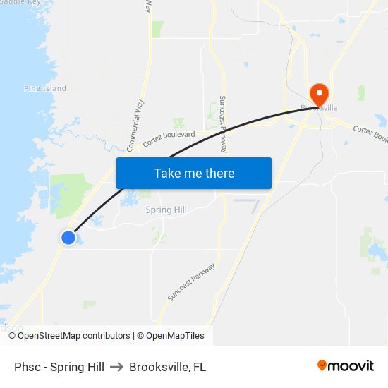 Phsc - Spring Hill to Brooksville, FL map