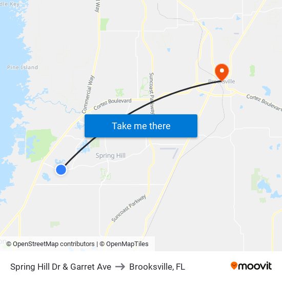 Spring Hill Dr  & Garret Ave to Brooksville, FL map