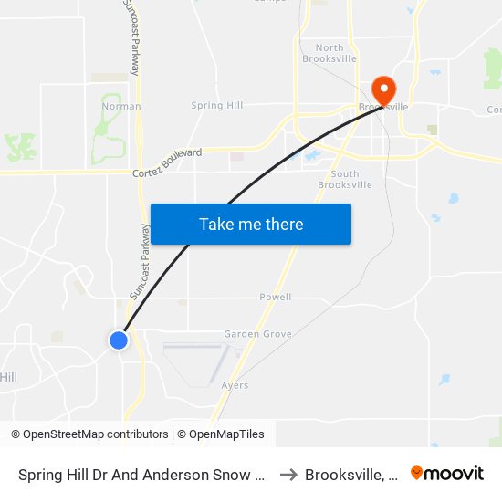 Spring Hill Dr And Anderson Snow Rd. to Brooksville, FL map