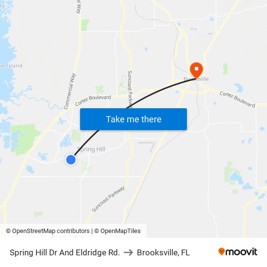 Spring Hill Dr And Eldridge Rd. to Brooksville, FL map