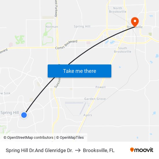 Spring Hill Dr.And Glenridge Dr. to Brooksville, FL map