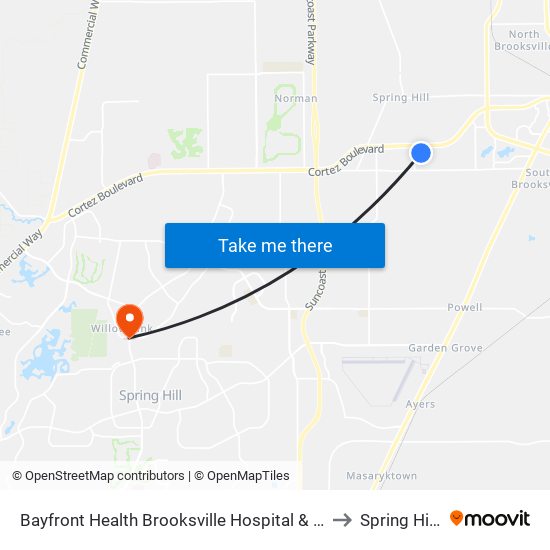 Bayfront Health Brooksville Hospital & Mobley Rd. to Spring Hill, FL map