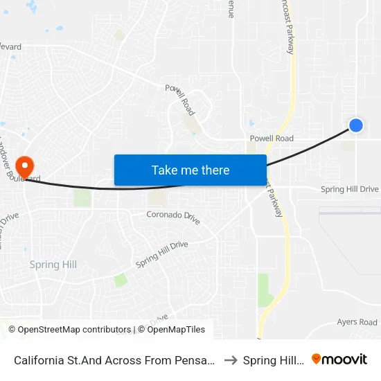 California St.And Across From Pensacola St. to Spring Hill, FL map