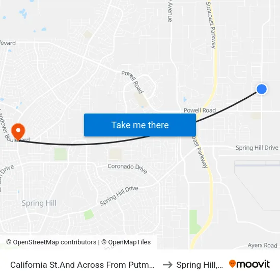 California St.And Across From Putman St. to Spring Hill, FL map
