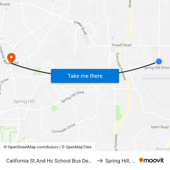 California St.And Hc School Bus Depot to Spring Hill, FL map