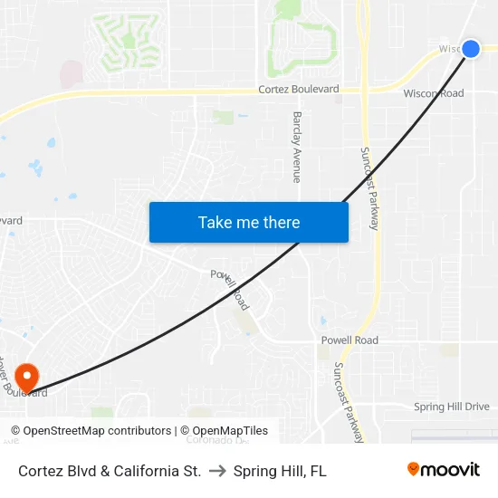 Cortez Blvd  & California St. to Spring Hill, FL map