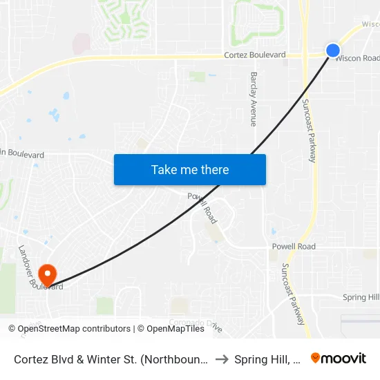 Cortez Blvd  & Winter St. (Northbound) to Spring Hill, FL map