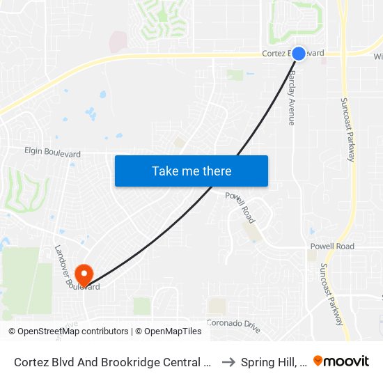 Cortez Blvd  And Brookridge Central Blvd. to Spring Hill, FL map