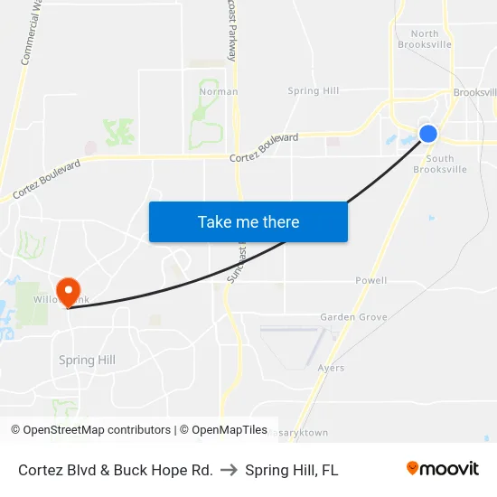 Cortez Blvd & Buck Hope Rd. to Spring Hill, FL map