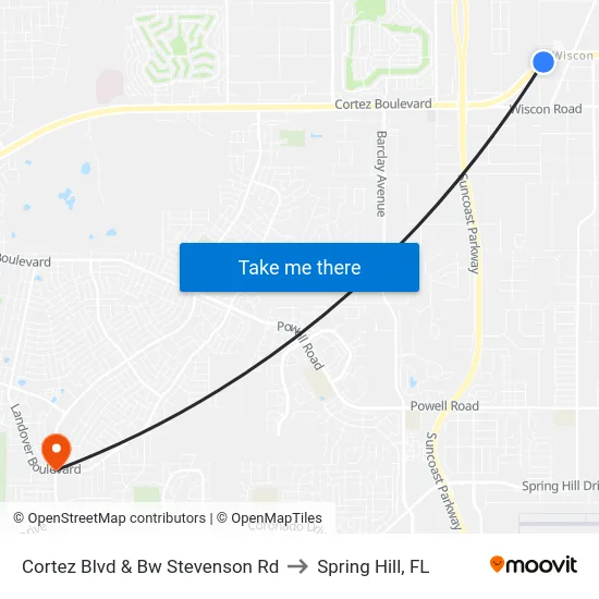 Cortez Blvd & Bw Stevenson Rd to Spring Hill, FL map