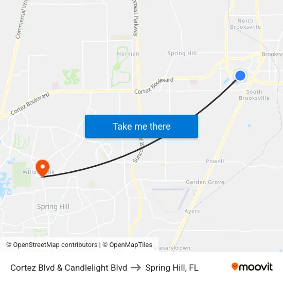 Cortez Blvd & Candlelight Blvd to Spring Hill, FL map