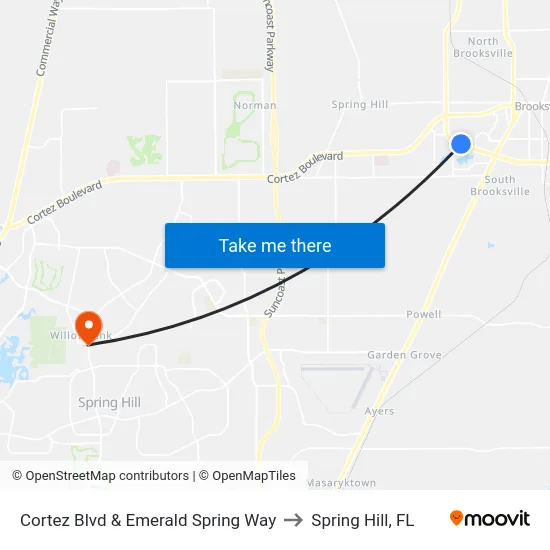 Cortez Blvd & Emerald Spring Way to Spring Hill, FL map